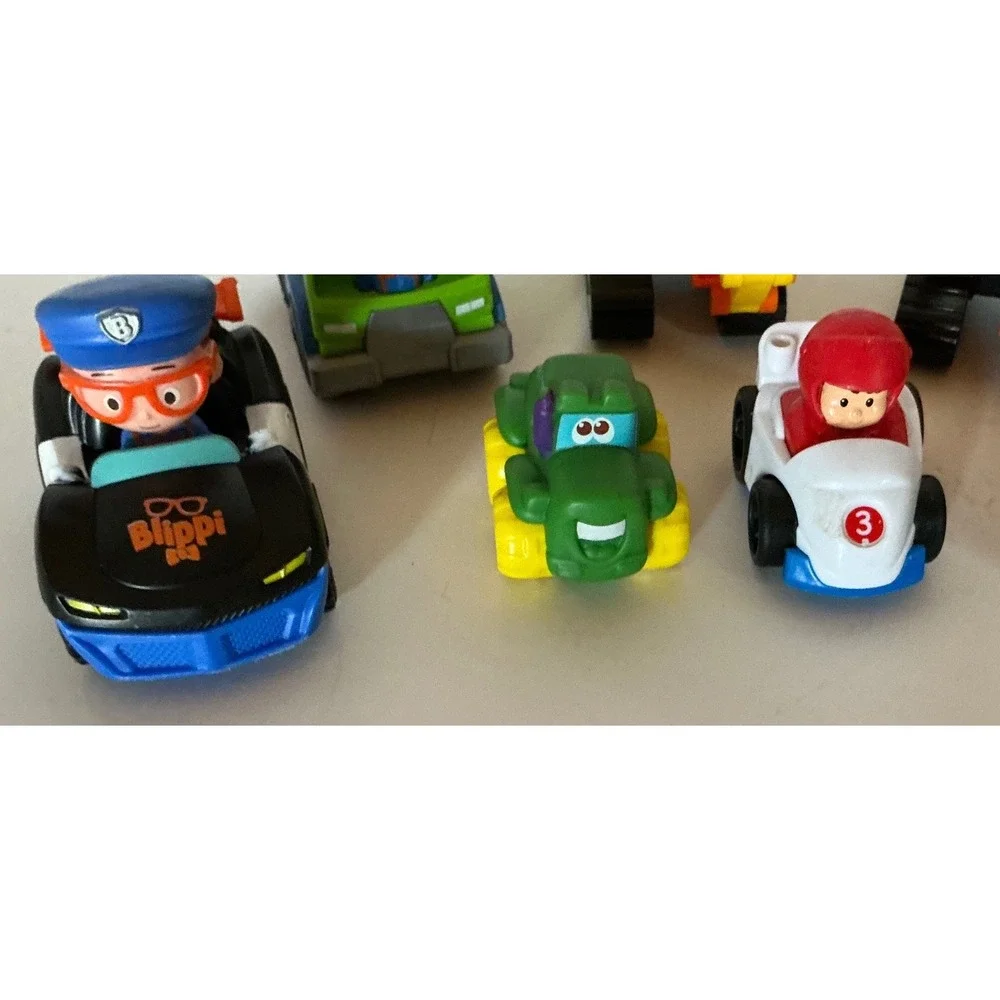 Blippi Toy Vehicle Lot Mini Cars Excavator Police Truck Plastic Toddler Toys